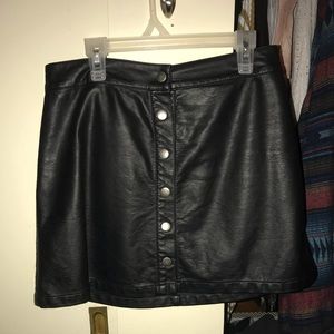 Leather button up skirt